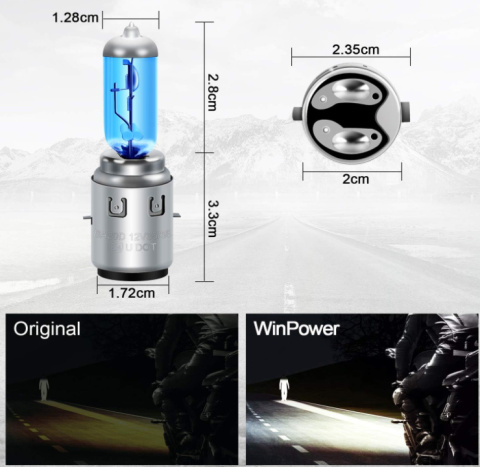 WinPower Ba20d S2 35 / 35W 12V motocyklowy reflektor halogenowy 5000K WinPower Ba20d S2 35 / 35W 12V motocyklowy reflektor halogenowy 5000K